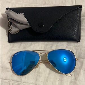 Ray-Ban Aviator Sunglasses with Blue Lenses